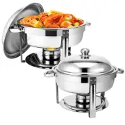 2 Pack 5QT Chafing Dish Buffet Set, Round Chafers for Catering with Lids, Sta...