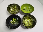 4 Vintage Cambodia Coconut Abalone Shell Bowls Tiki Bar Decor Trinket Dish