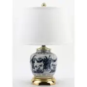 NEW CHINESE ORIENTAL PORCELAIN BLUE AND WHITE GINGER JAR LAMP W/ PEOPLE 20"