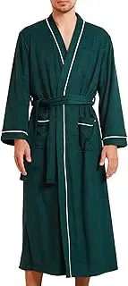 [KEOYA] Men's Classic Bathrobe Long Sleeve Full-Length Robes with Pockets Terrycloth Kimono Maxi Bathrobe