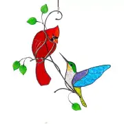 CARDINAL Stained Glass Suncatcher Hummingbird Window Hanging Christmas Gift