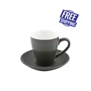6x Coffee Cup & Saucer Slate Grey 200mL Bevande Cono Tea Hot Chocolate Cups