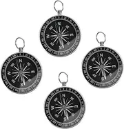HOODANCOS 4Pcs Aluminum Alloy Keychain Compass Durable Navigation Pendant for Hiking Camping Outdoor Sports Travel Accurate Directional Tool for Adventure Enthusiasts