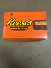 Box 36x Packs Reese's Chocolate Peanut Butter Cups 2 Cups Each 1.5oz Exp 03/25