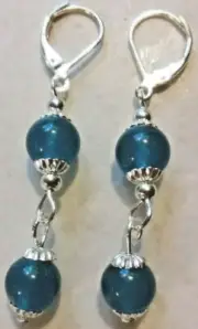 Blue Apatite Drop Dangling With 925 stamped Lever Back Earrings