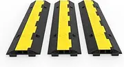 3 Pack of 2 11000lbs per Axle Capacity Protective Wire Cord Ramp Driveway Rubber Traffic Speed Bumps Cable Protector (2-Channel, 3Pack),
