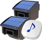 Htzsafe Solar Wireless Driveway Alarm System-1/4 Mile Long Transmission Range-Solar Powered No Need Replace Batteries-Outdoor Weatherproof Motion Sensor DIY Security Alert-1 Receiver and 2 Sensors KIT