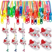 50 Pcs Valentine's Day Neon Color Zipper Bracelets Bulk Fidget...