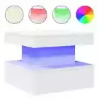 RGB LED Lights Coffee Table Modern Sofa Lounge Lamp Lit Side Storage White 50cm