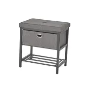 Storage Bench Seat with Drawer - Single Seat Entryway Black With Charcoal