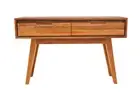 ALMA SOLID BLACKWOOD TIMBER HALL TABLE/CONSOLE TABLE NATURAL 2 DRAWERS 120 CM