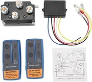 Wireless Winch Remote Control Kit, Twin Range max. 150ft + 12V 500A Winch Solenoid Contactor Relay for 8000lbs to 12000lbs ATV UTV Winch DC 12V
