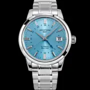 SEESTERN GMT, NH34, Light Blue, Domed Sapphire Crystal, Bracelet and Leather