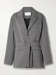 [Proenza Schouler White Label] Proenza Schouler White Label - Lincoln Belted Flannel Blazer - Gray - US10 US 10 Gray