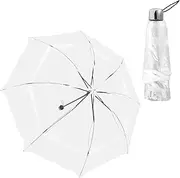 [Becanno] Clear Umbrella, White Transparent Umbrella, Windproof Folding Travel Umbrella, Portable Folding Umbrella, Tri-Fold Clear Rain Umbrella, 8 Ribs Strong And Fastened, Windproof