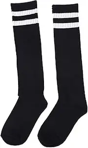 Amscan Standard Knee High Socks with White Stripes, Black