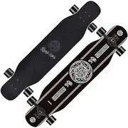 Sports Longboard Skateboard, 47" 7-Layer Maple Super Light Double-tilt Chinese Ancient Style Pattern Brush Street Dance Board Beginner Adult Girl Professional Skateboard