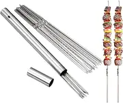 304 Stainless Steel Flat Barbecue Skewers,20PCS/40PCS BBQ Kebab Skewers with Portable Metal Storage Tube,Reusable for Grilling Barbecue Kitchen Party and Outdoor Cooking