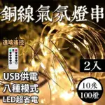 E.C OUTDOOR 兩入組USB銅線氣氛燈燈串LED-附遙控器 10米100燈