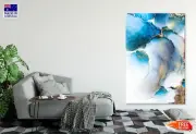 Blue & Gold Splash Fluid Abstract Wall Canvas Home Decor Australian Made Quality