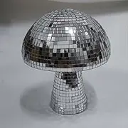 Mushroom Disco Ball for bar, Party, Room, Table Decor - Mirror Disco Ball Mushroom Shape Home Art Decorations (Silver 4 inch)