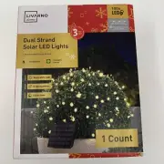 Christmas Dual Strand Solar LED Lights Outdoor, 100 Led Lights Warm White Light