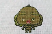 Creature from the black lagoon cross stitch, completed, halloween, gothic
