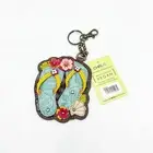 CHALA Flip Flops Key Fob Coin Purse Chain Faux Leather Vegan Beach Floral NEW