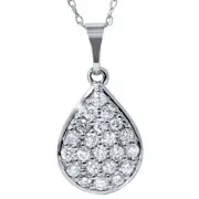 1/2ct Diamond Pave Diamond Pear Shape Cluster Pendant 14K White Gold 3/4" Tall