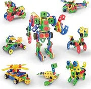 PicassoTiles STEM Learning Toys 152 Piece Building Block Set Kid Toy Construction Engineering Kit Educational Blocks w/Idea Book Design Guide, Storage Carry Box, Power Drill, Ratchet, Age 3+ PTN152