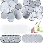 ArtCute 58mm/2.28inch Blank Buttons Making Supplies Badge Parts, Round Button Pin Badge Blanks Set for Button Maker Machine, Includes Metal Buttons Pin Back Cover, Metal Cover & Clear Film