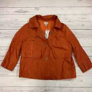 Chico’s Simple Sport Anna 3/4 Jacket Tiger Lilly Orange Women’s Size 2 New