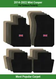 Lloyd Ultimat Front & Rear Carpet Mats for '14-22 Mini Cooper w/British Flag (for: Mini)