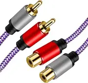 2 RCA Extension Cable, Tunghey 2RCA Male to 2RCA Female Stereo Audio Cables Nylon Braid RCA Stereo Cable for Home Theater, HDTV, Amplifiers, Hi-Fi Systems, Car Audio, Speakers (3m)