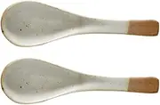 Tofficu Pottery Spoon Japanese Noodles Ramen 2pcs Ramen Soup Spoon Rice Spoon Asian Soup Spoon Ceramic Dinner Spoon Foods Serving Spoon for Ramen Noodles Udon Rice Spoon