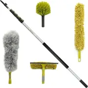 Effortless Telescoping Cleaning Kit: Microfiber Duster & Window Tools Included