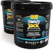Handy Jack Heavy Duty Wipes, Dual Texture Cleaning Cloth, Use on Hands, Equipment, Tools, Garden, Automotive, Sneakers - Easily Removes Paint, Adhesives, Oil, Grease, & Dirt, Economy Pale Size, 260 Count (Pack of 2)