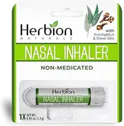 Herbion Naturals Nasal Inhaler Non-Medicated, 0.05 Fl Oz (1.5ml) - Relieves Nasal Congestion & Blockage, Sinusitis & Allergic Conditions - Menthol, Clove Oil, Eucalyptus Oil & Camphor