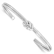 Sterling Silver Rhodium-Plated Polished Knot Cuff Bangle