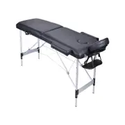 YES4HOMES 2 Fold Portable Aluminium Massage Table Massage Bed Beauty Therapy Black