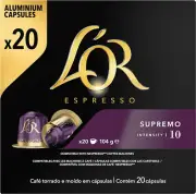 L'OR Espresso Coffee Supremo - 200 Aluminium capsules Compatible with Nespres...