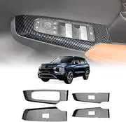 X-CAR Power Window Control Switch Panel Trim Decor Cover Protector for Mitsubishi Outlander 2021-2025 Carbon Fibre Style