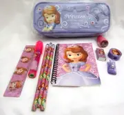 Sofia the First Princess Purple Pencil Case Pouch&10pc Stationary Set Combo-New!