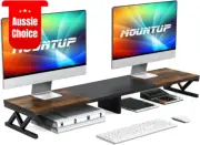 Dual Monitor Stand Riser Large Wood Monitor Stand for Desk with Storage