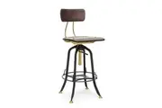 Height Adjustable Swivel Bar Stool Chair with Back in Industrial Style (Gold and Black)