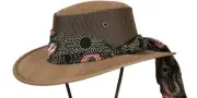 Barmah Foldaway Ladies Cooler Cattle Suede Leather Hat with Aboriginal Scarf