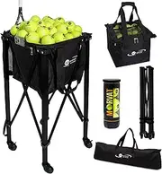 Morvat Heavy-Duty Pro Tennis Ball Cart 2.0, Holds 165 Tennis Balls- Premium Practice Hopper, Pickleball, Compact & Lightweight, Cell Phone Zipper Pocket, Easy Bag Removal- 3 Balls & Carry Bag Included
