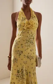 [Rodarte] Floral Silk Halter Maxi Dress