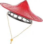 [ANDRESLAD] Chivalrous Hat Cowboy Hat Bucket Hat for Women Bee Hat with Net Ninja Samurai Hat Men Caps Straw Hat Straw Fedora Hats for Men Net Hat Funny Hat Tiki Hat Weaving Red