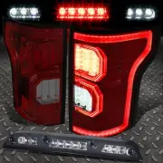FOR 15-17 FORD F150 RED TRON 3D LED TAIL LIGHTS+TINTED THIRD BRAKE/CARGO LAMP